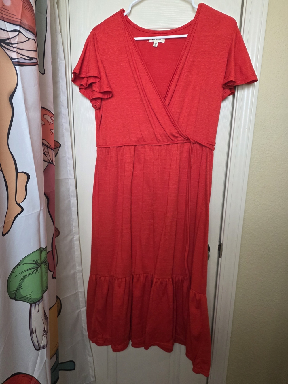 Max Studio Red Wrap-Front Midi Dress